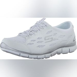 Skechers  Gratis  Going Places Women's White  Mesh Sneakers with silver Trim